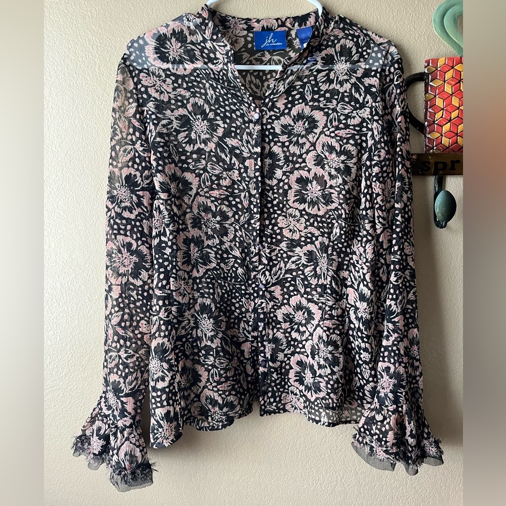 Floral Black and Pink Women's Top